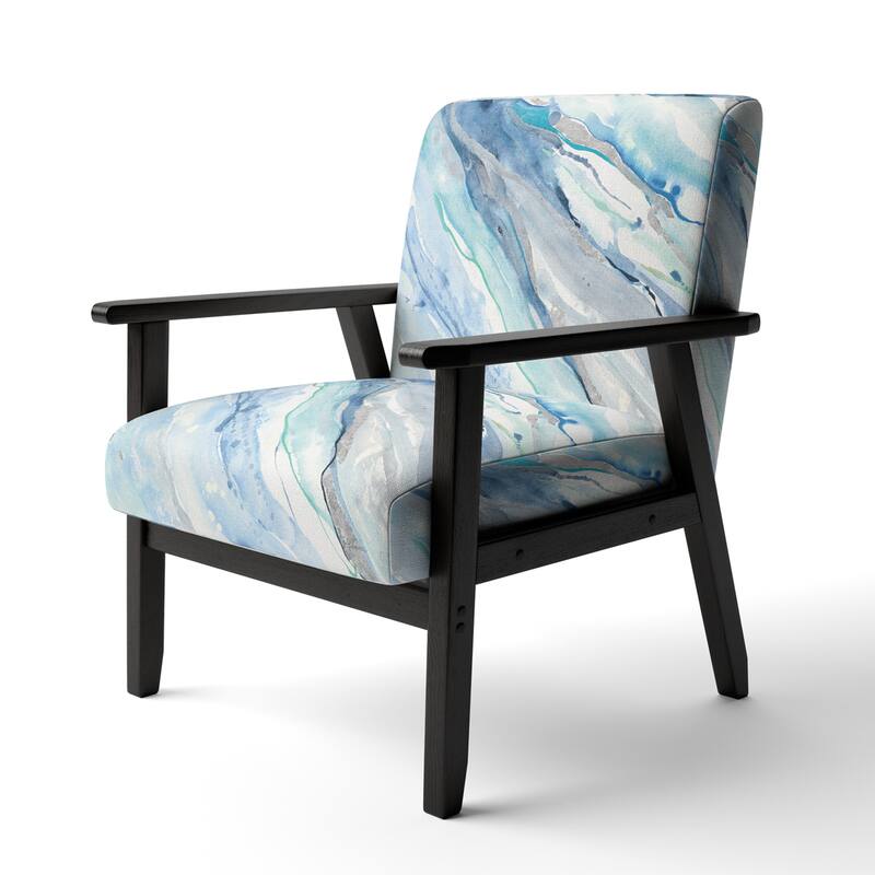 Designart "Blue Silver Spring II" Upholstered Modern Lake House Accent Chair - Arm Chair - Arm Chair
