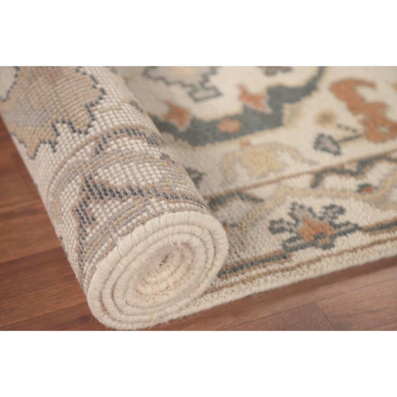 Oushak Runner Rug Hand-Knotted Wool Carpet - 2'7"x 9'11"