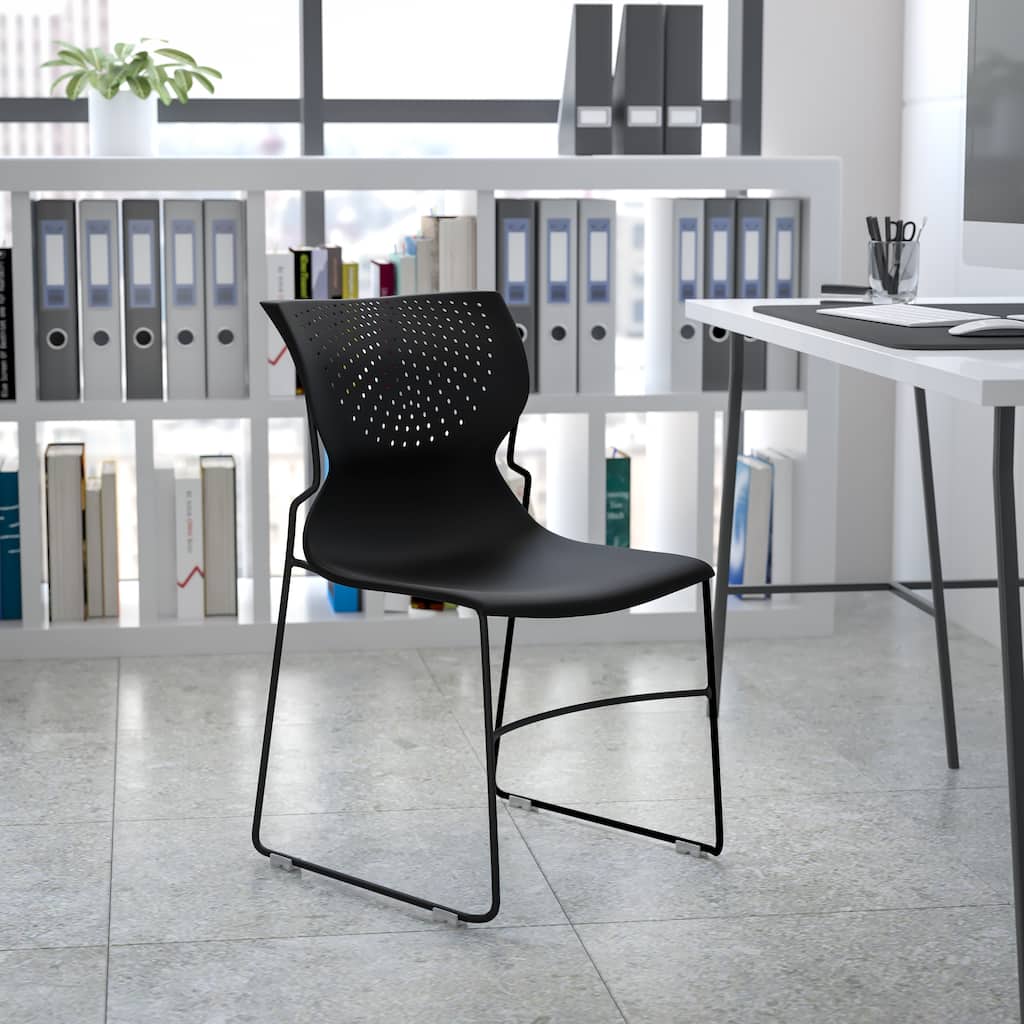661 lb. Capacity Full Back Stack Chair with Powder Coated Frame