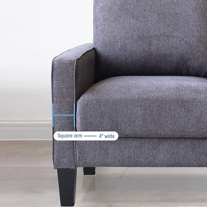 3 Seater Sofa Home, Modern Living Room Furniture Sofa in Dark Grey Fabric