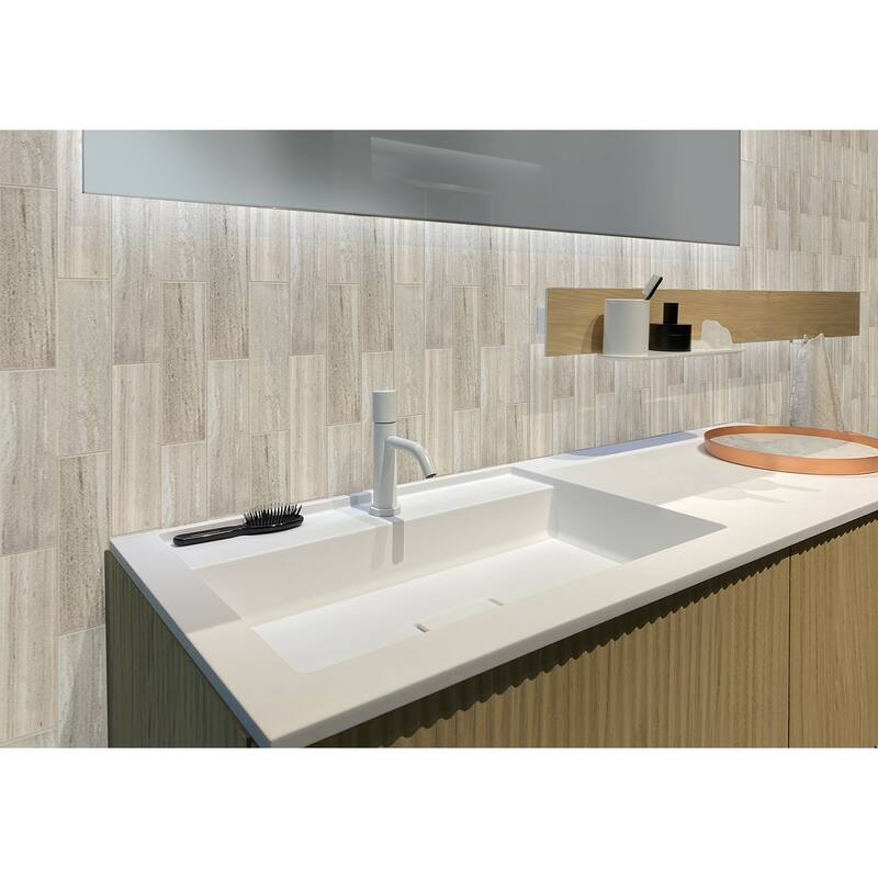 Apollo tile 4 x 12 Grandis Honed Wooden Beige Crystal Sand Marble Tile (5 sq ft/case) - 15 Pack