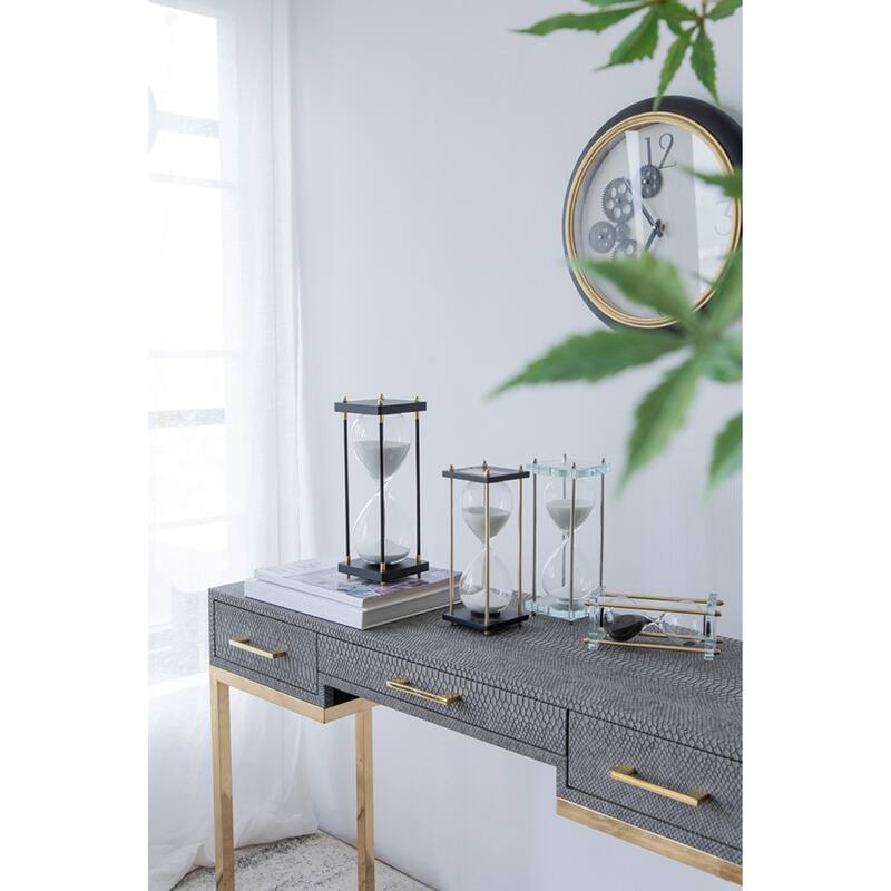 White and Silver 8-inch Industrial Hourglass - White