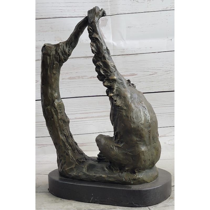 Chimpanzee Ape Chimp Imitative Gorilla Monkey Bronze Sculpture Statue Figure Marble Base