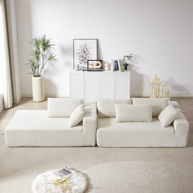 Roomfitters 108" Chenille Modular Sectional Sofa, L-Shaped 3-4 Seater with 6 Pillows, Right Chaise