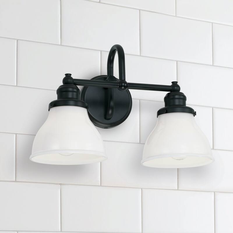 Baxter 2-light Bath/Vanity Light w/ Milk Glass