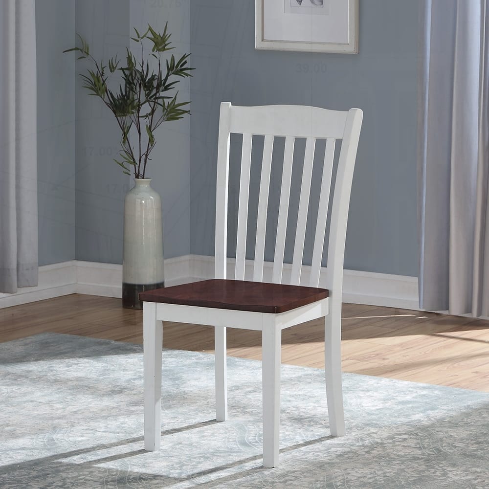 Charming Set of 2 Side Chairs with Comfortable Slatted Back for Relaxed Dining