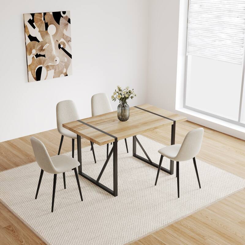 Dining Chairs Set of 4,Accent Chairs with Linen Fabric Seat,Kitchen Chair with Metal Legs Dining Chairs for Dining Room Kitchen