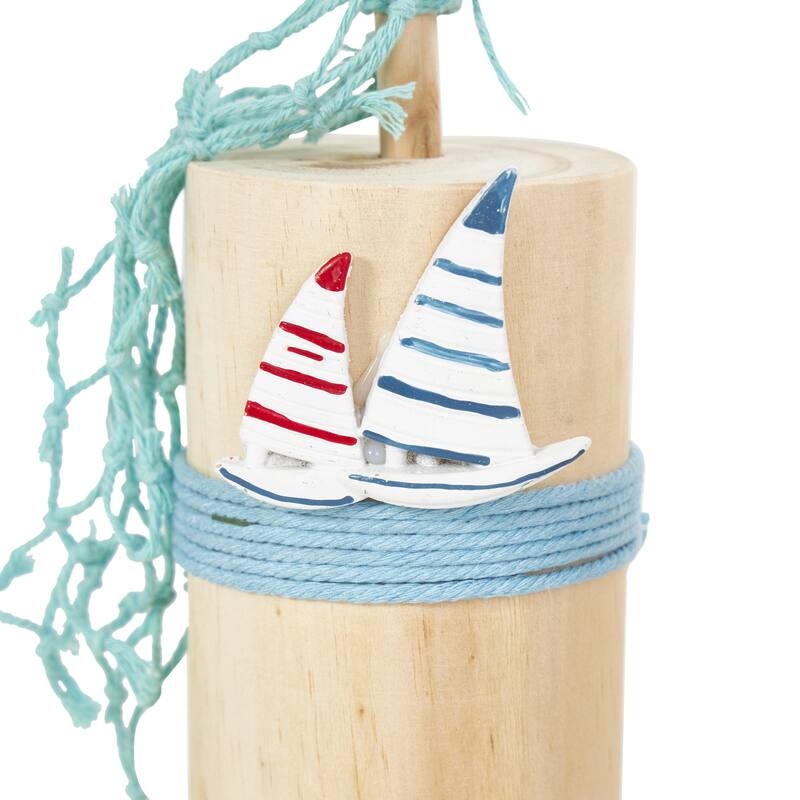 Ceramic Sea Life Handmade Ombre Decorative Sculpture with Cylinder Block Bases - Set of 3 Blue - Roche River Decor