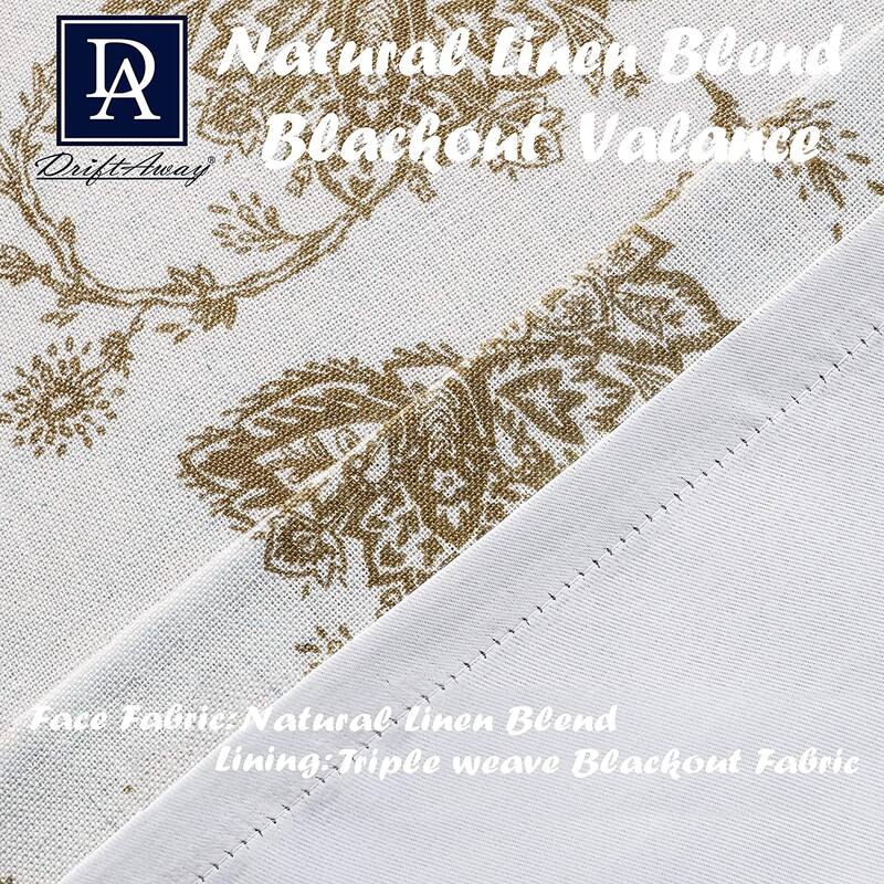 DriftAway Freda Jacobean Floral Linen Blend Blackout Window Curtain Valance - 52'' width x 24'' length - 52" width x 24 " length