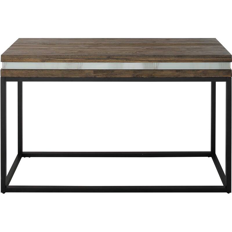 Brown Wood Rectangular Console Table with Black Iron Frame Base - 47.2” L x 15.7” W x 29.5” H