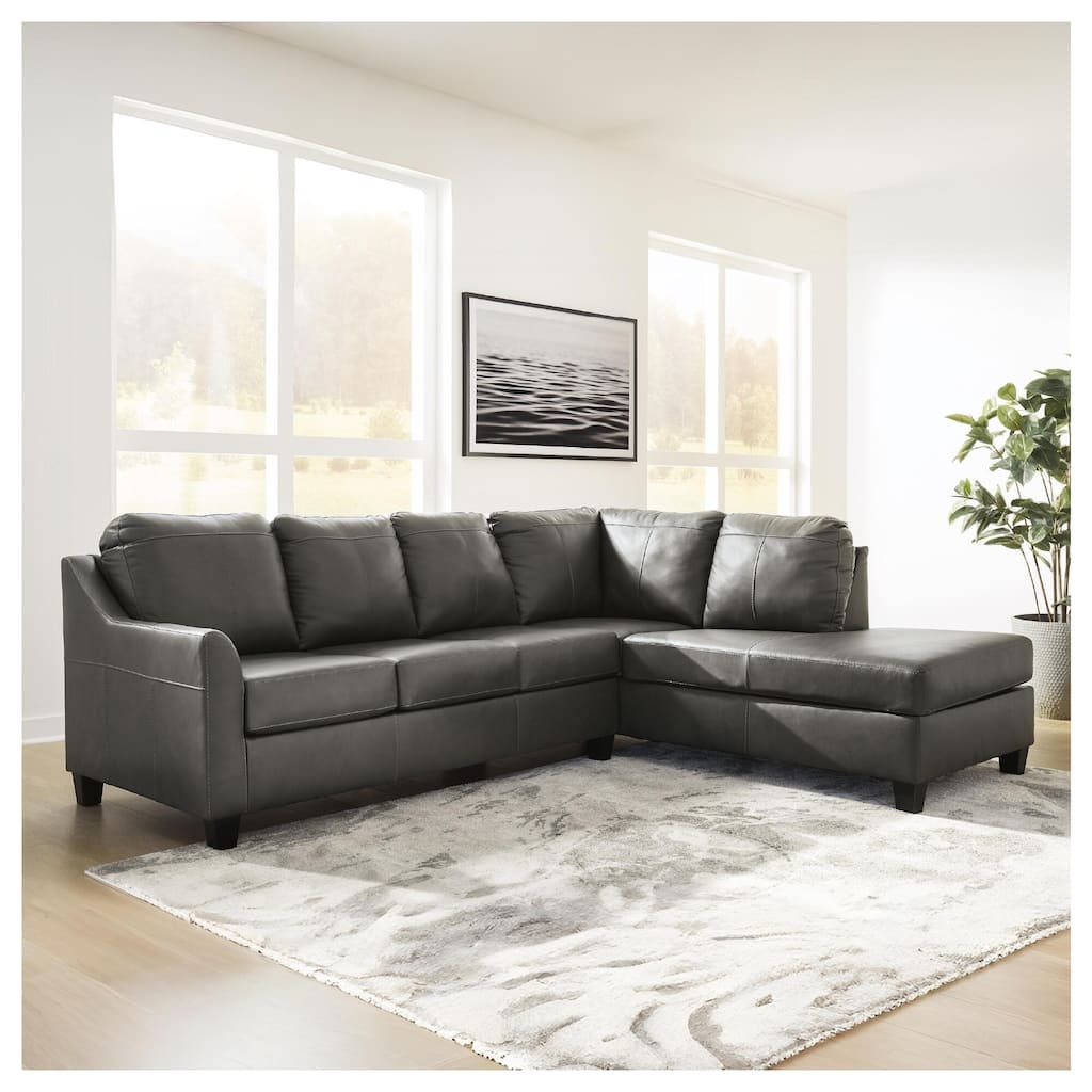 Signature Design by Ashley Valderno Black 2-Piece Sectional with Chaise - 112"W x 87"D x 39"H