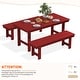 preview thumbnail 60 of 58, 3-Piece HDPE Outdoor Dining Set with Umbrella Hole Table and Two 2-Person Benches