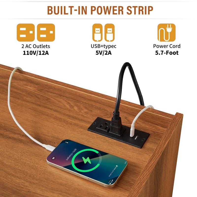 Sleek Entertainment Center – Smart Storage Drawers + Charging Station + LED Accent Lighting in Premium Finish