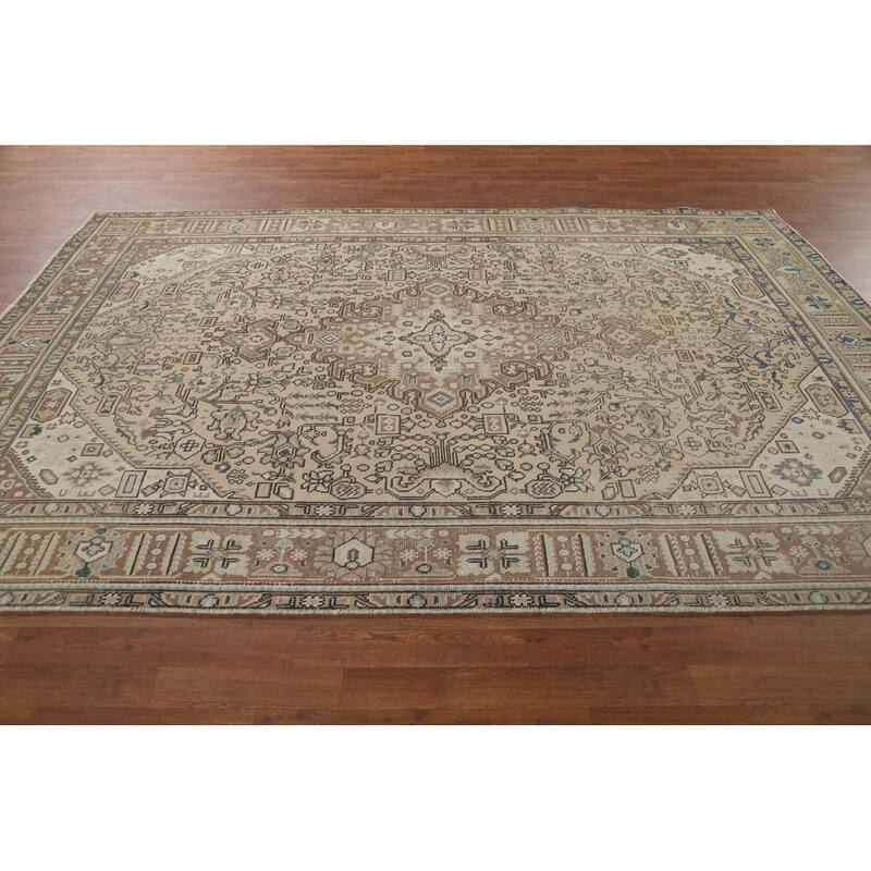 Tabriz Vintage Persian Area Rug Hand-Knotted Wool Carpet - 6'5" x 9'5"