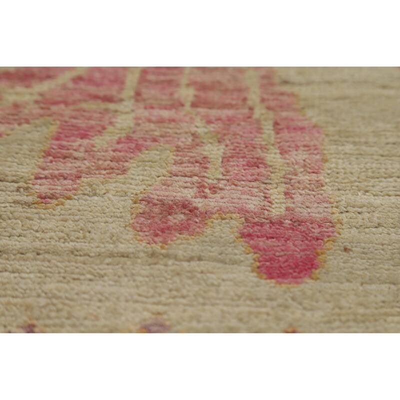 Hand Knotted Oriental 100% Wool Carpet Traditional Animal Pictorial Beige & Ivories Art Deco Runner Rug - 13' 0'' X 2' 10''