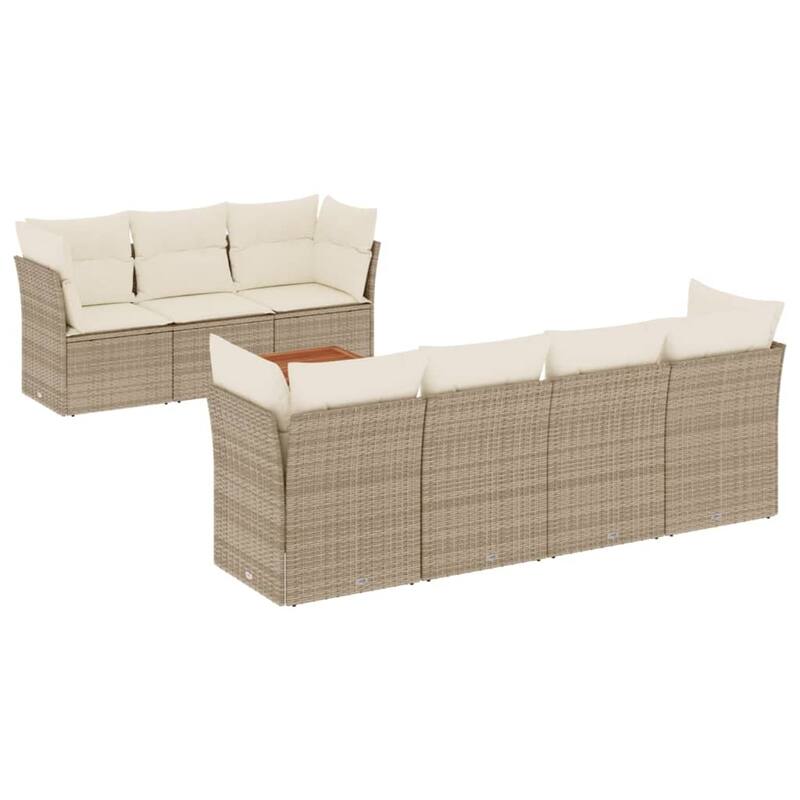 vidaXL Patio Sofa Set with Cushions Outdoor Furniture 8 Piece Poly Rattan - 21.7 x 21.7 x 14.6