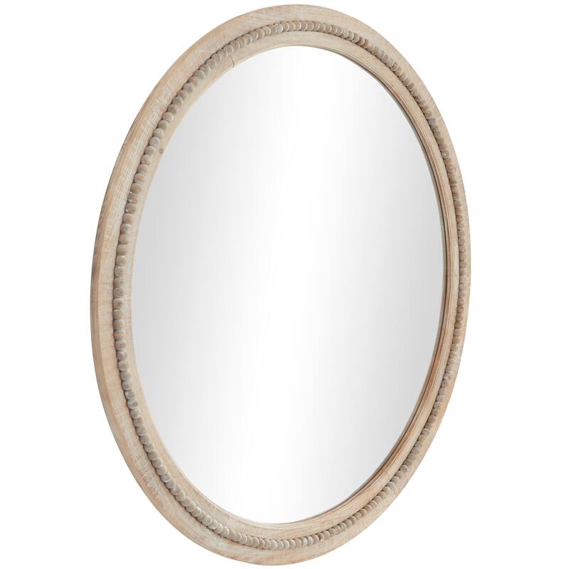 Wood Distressed Wall Mirror with Beaded Detailing - Light Brown or Brown - Roche River Decor