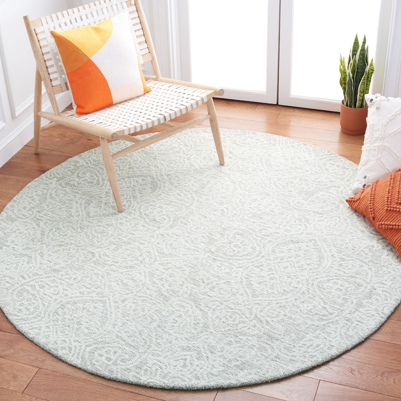 SAFAVIEH Handmade Metro Lorenzina French Country Wool Rug - 6' Round - Natural/Ivory - Round