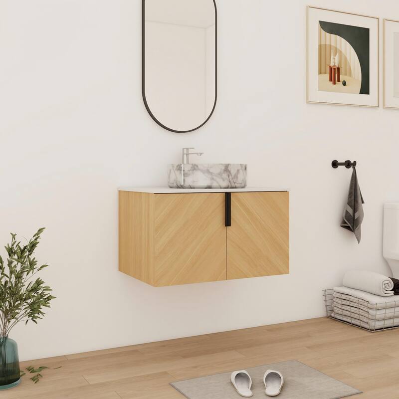 Bathroom Vanity With Sink In 30/36 Inch, Floating Bathroom Vanity With 2 Soft Close Doors