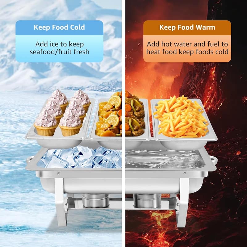 8QT Chafing Dish Buffet Set with 1/3 Size Food Pan for Wedding