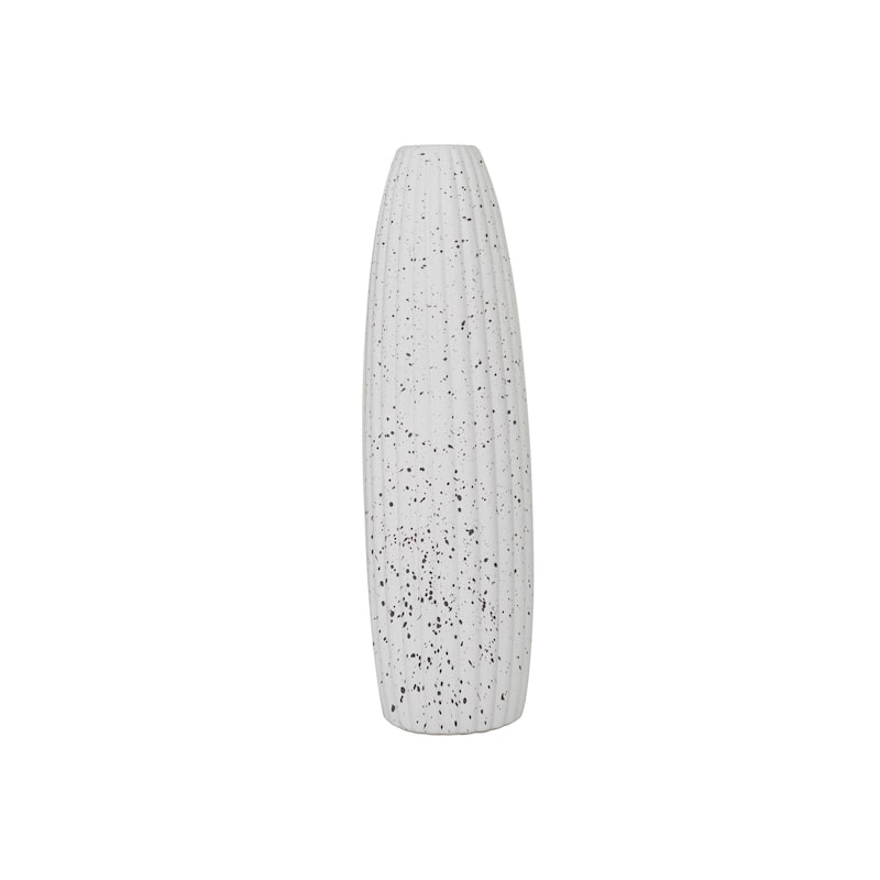 Ceramic Speckled Vase - White - Roche River Decor - 5"W x 5"L x 18"H