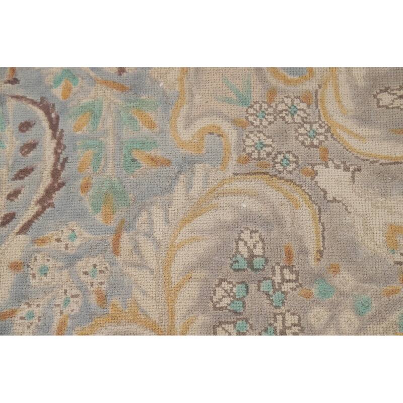 Blue Floral Tabriz Persian Rug Handmade Traditional Wool Carpet - 6'7"x 9'7"