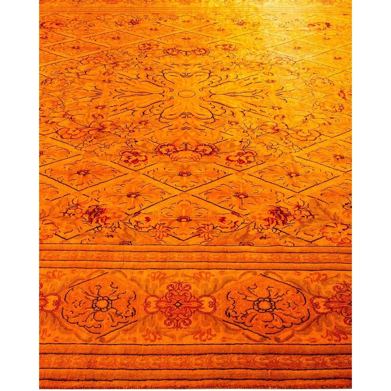 Overton Hand Knotted Wool Vintage Inspired Modern Contemporary Overdyed Orange Area Rug - 8' 0" x 10' 5"