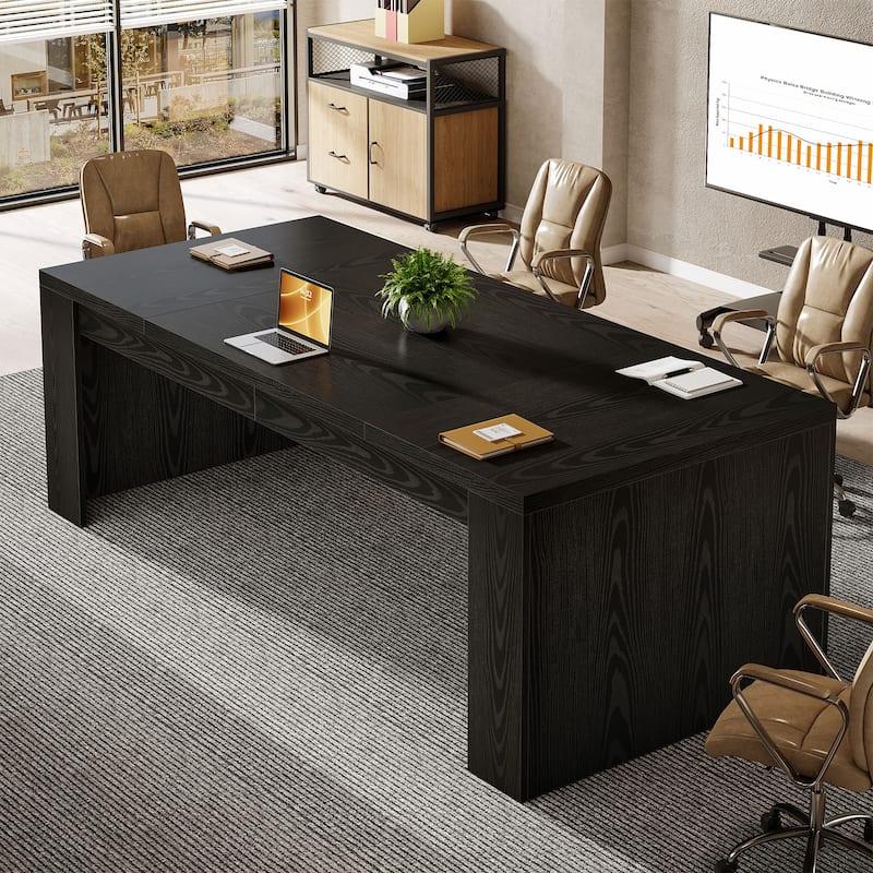 71" Conference Table, Executive Meeting Table, Office Business Desk Accent Meeting Table - Black