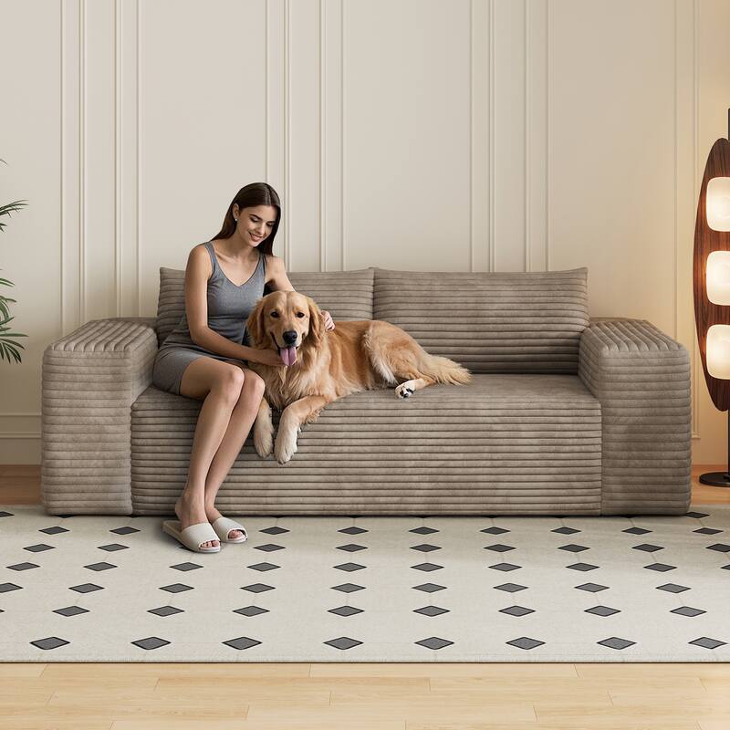 78.8" Corduroy Loveseat Sofa - Deep Seat, No Assembly Required, for Living Room, Bedroom, Apartment