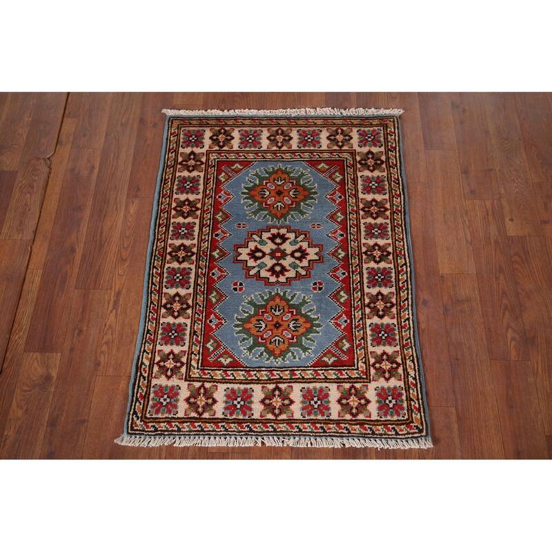 Blue Kazak Oriental Foyer Rug Handmade Wool Carpet - 2'0" x 2'9"