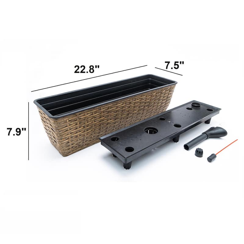 2-Pack Smart Self-watering Hand Woven Wicker Planter
