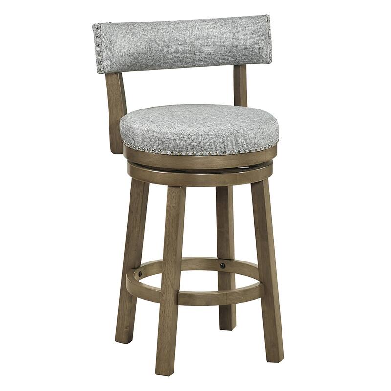 Gymax Swivel Counter Height Bar Stool Upholstered Barstool w/ Padded - Counter Height - Grey - Single