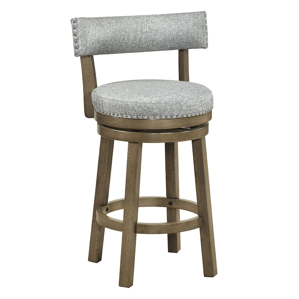 Gymax Swivel Counter Height Bar Stool Upholstered Barstool w/ Padded