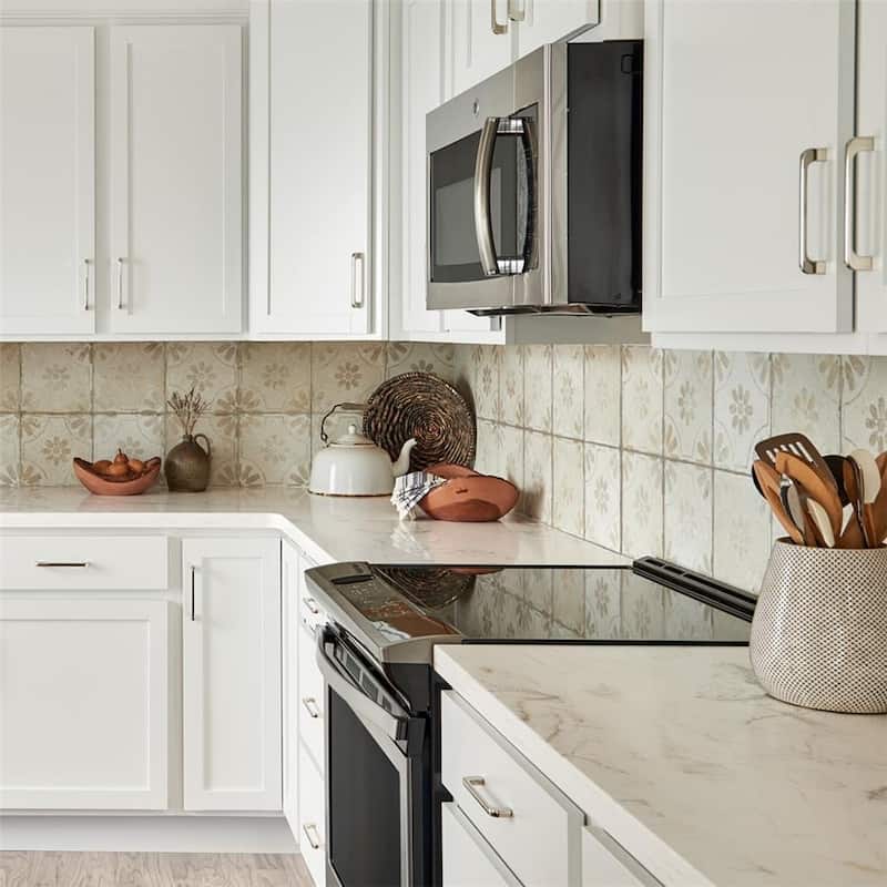 Merola Tile Kings Blume White 17-5/8" x 17-5/8" Ceramic Floor and Wall Tile