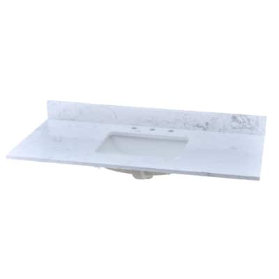 YASINU 48 Inch Engineered Marble Vanity Top with Rectangle Sink