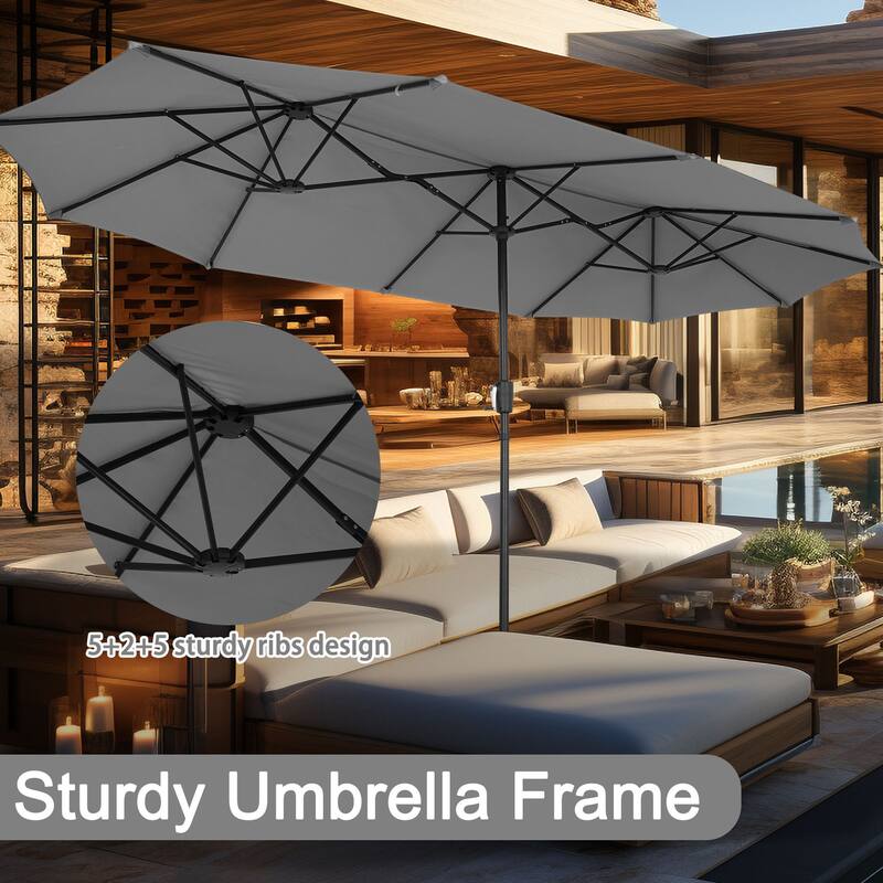 Autlaycil 13 ft Patio Umbrella with Crank Outdoor Umbrella with Base