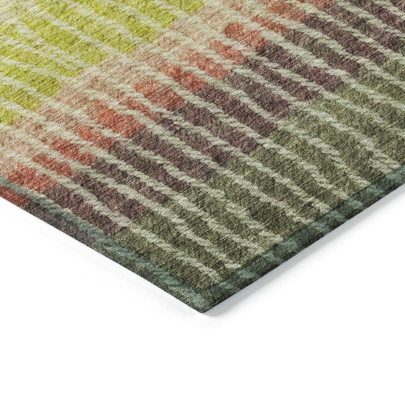 Machine Washable Indoor/ Outdoor Contemporary Stripes Chantille Rug