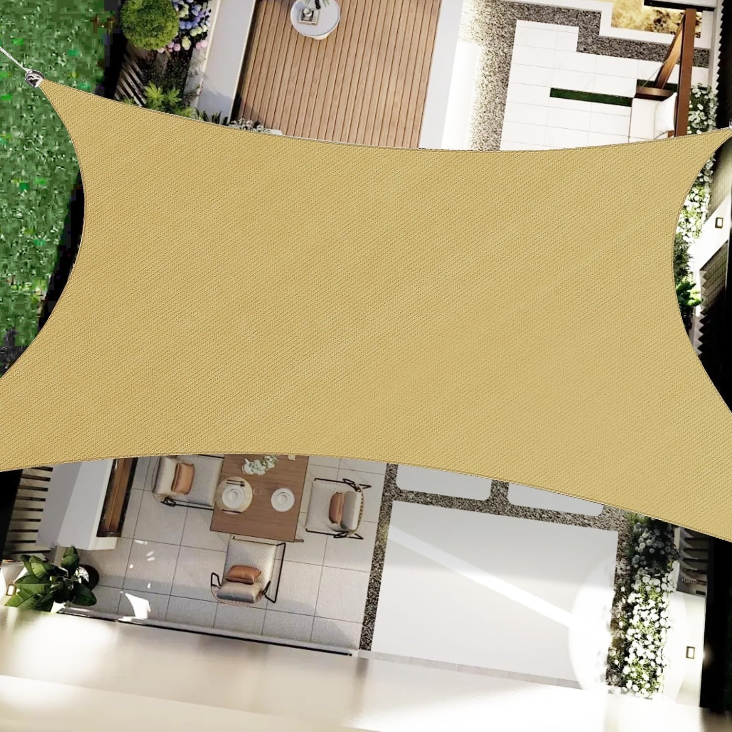 16' x 20' Rectangular Sun Sail Shade Canopy for Outdoor Patio, Garden, and Pergola UV Protection