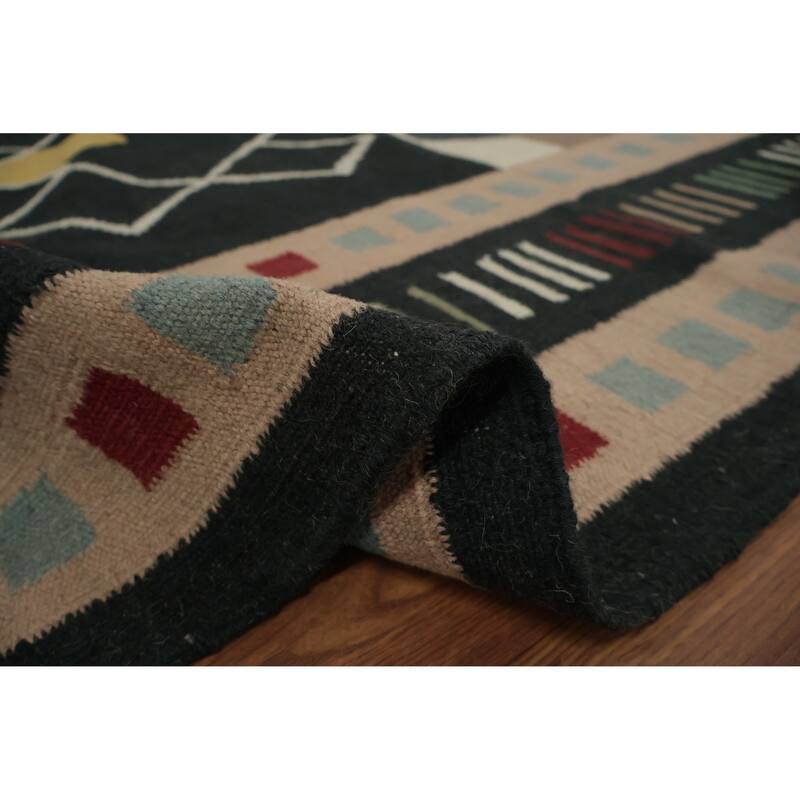 Hand Woven Oriental 100% Wool Carpet Southwestern Tribal Brown Kilim Area Rug - 11' 4'' X 8' 5''