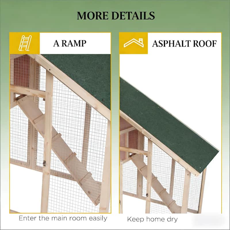 Bunny Cage,Weatherproof Rabbit Hutch,Spacious Pet House is designed for convenient cleaning - Natural Wood