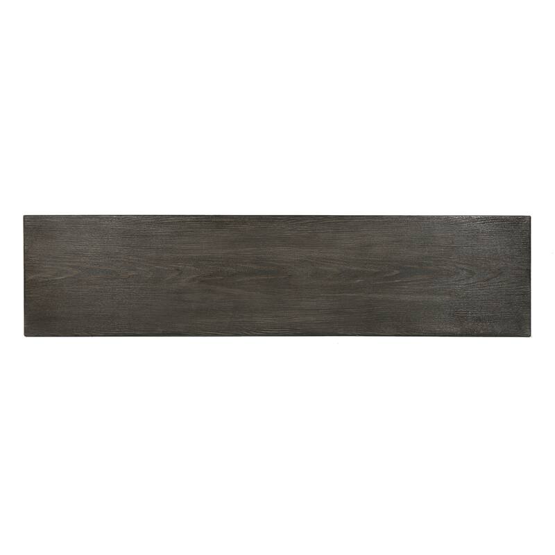 Outdoor Aluminum Dining Bench with Steel Frame, Grey / Black