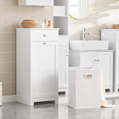 Haotian BZR21-W, Bathroom Laundry Basket Storage Cabinet Unit With Drawer