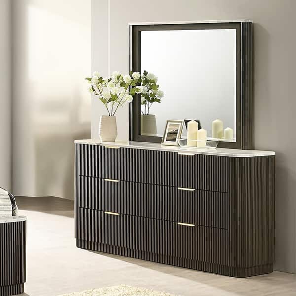 modern marble top dresser Furniture of America Wrea Traditional Marble Top 11-Drawer Dresser