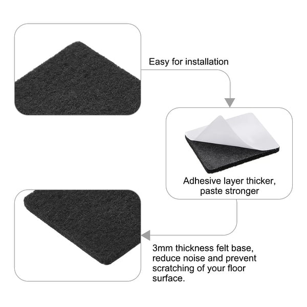 Furniture Pads Adhesive Felt Pads 40mm x 40mm Square 3mm Thick Black 16Pcs  - 40mmx40mm,16Pcs - Bed Bath & Beyond - 35556464