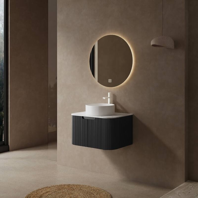 Modland 24"-60" Wall Mount Vanity with Vessel Sink - French Stripes, Pre-Assembled, Soft-Close Drawer