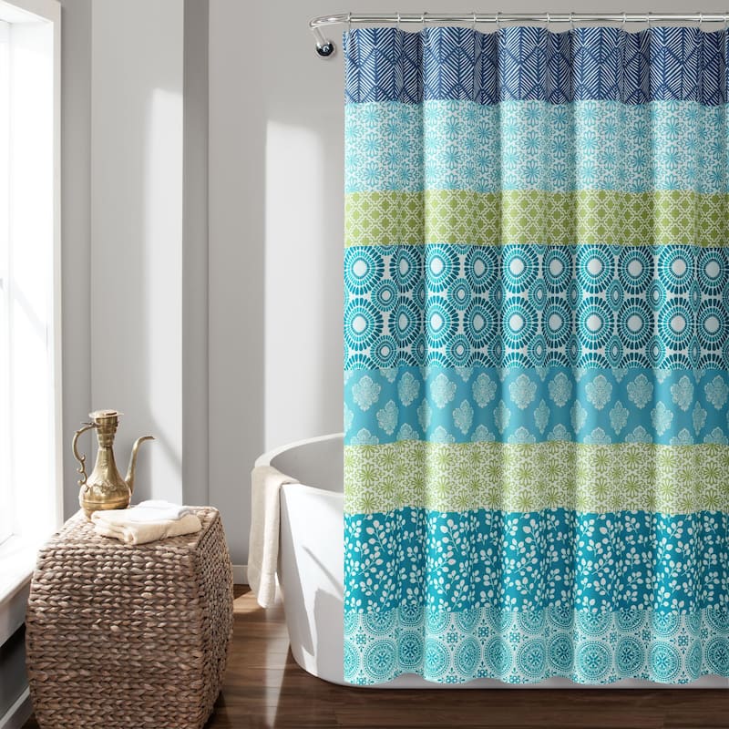The Curated Nomad Lyon Bohemian Shower Curtain - 72" x 72" - Blue & Green