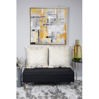 Gold Canvas Contemporary Abstract Framed Wall Art with Gold Frame - Bed ...