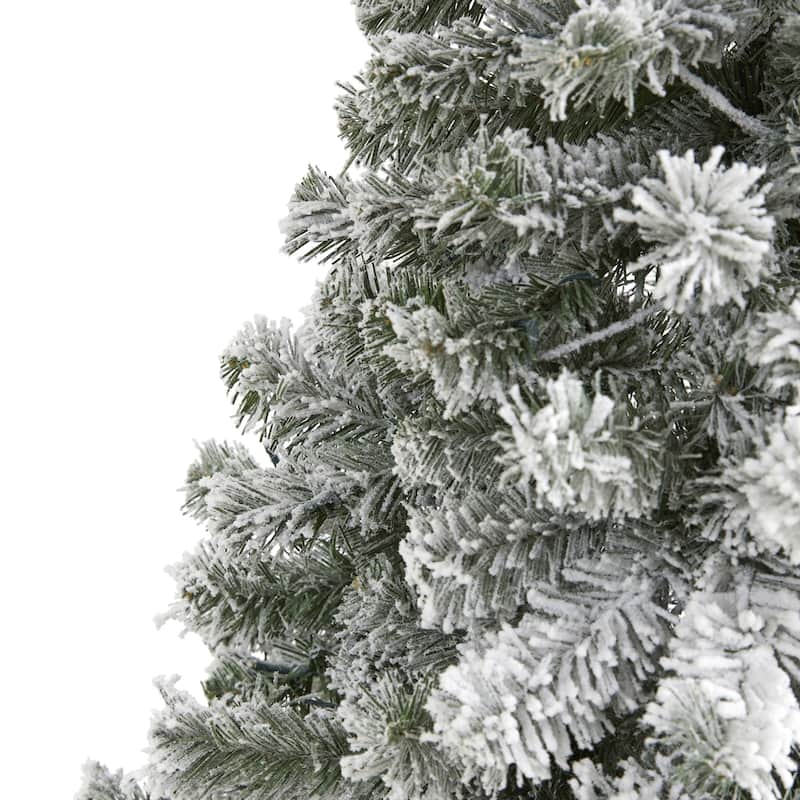 6ft. Flocked Fir Artificial Christmas Tree - Elegant Winter Wonderland Holiday X-Mas Display