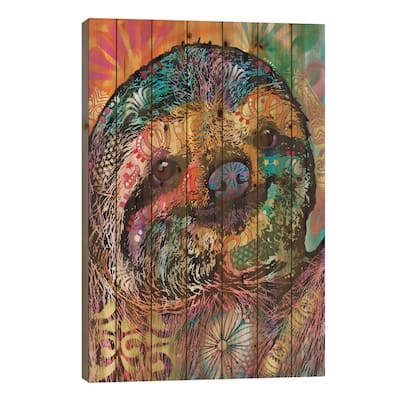 Sloth Print On Wood by Dean Russo - Multi-Color