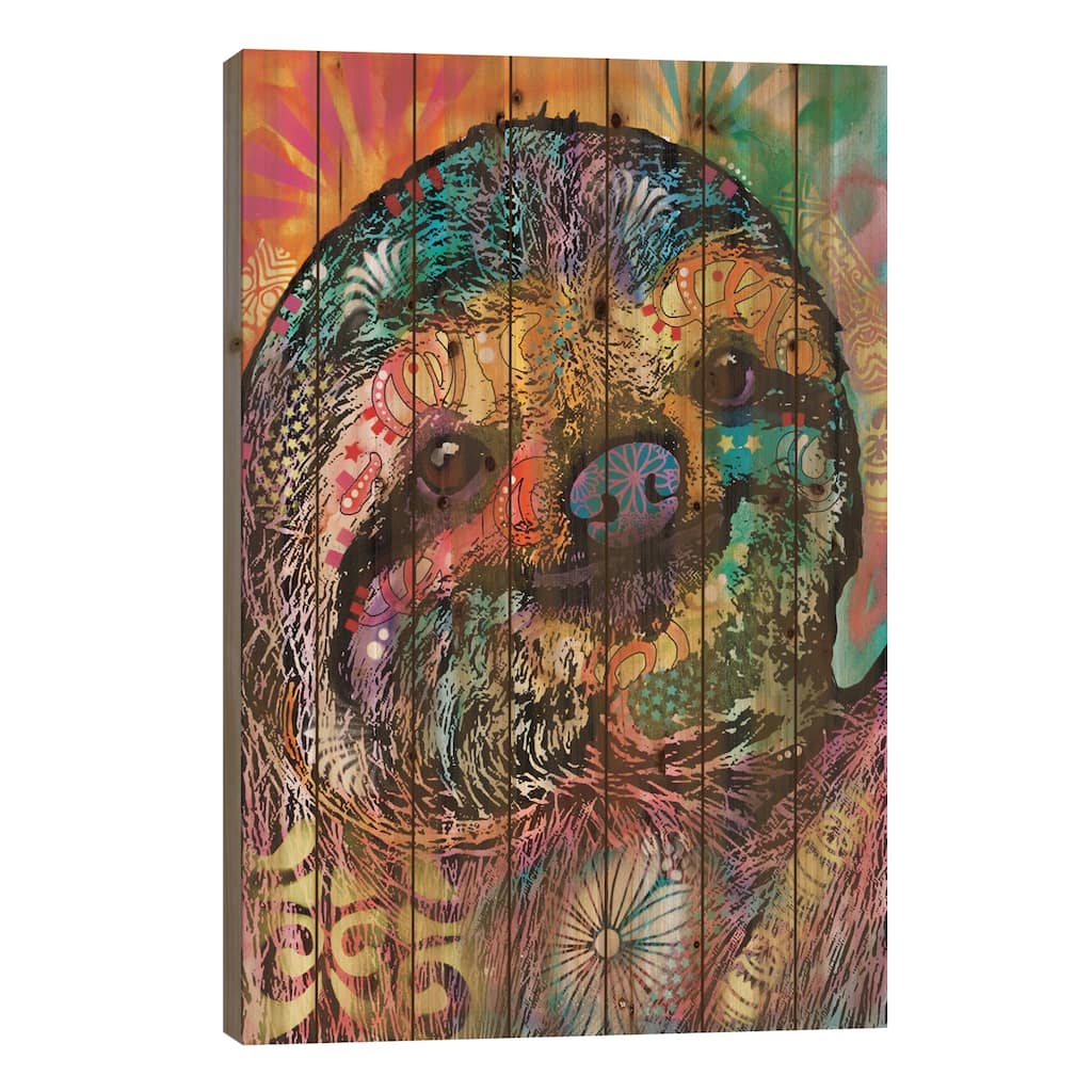 Sloth Print On Wood by Dean Russo - Multi-Color